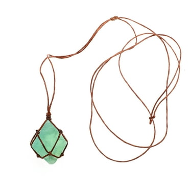 Octahedron Crystal Necklace Natural Gemstone Necklace Wire Wrap Necklace Pendant