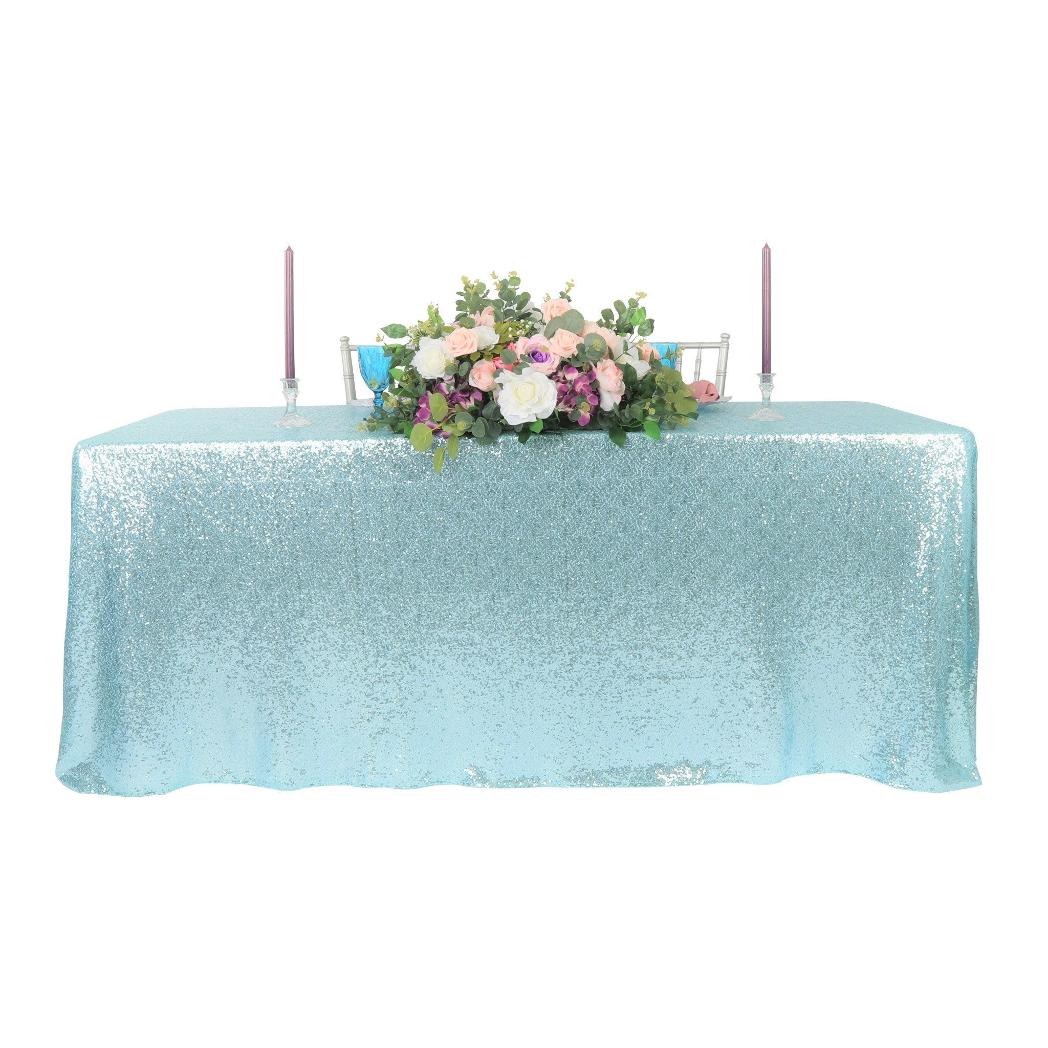 Baby Blue Sequin Tablecloth Rectangular Glitz Mesh Net Table Cover 90 ...