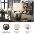 thumbnail image 2 of Signature Design by Ashley Magalie Metal Table Lamp, Antique Silver Hammered Aluminum, Modern Accent, 3-Way Switch, 2 of 5