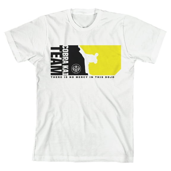 Cobra Kai Team No Mercy Dojo Youth Boy's White T-Shirt-Medium
