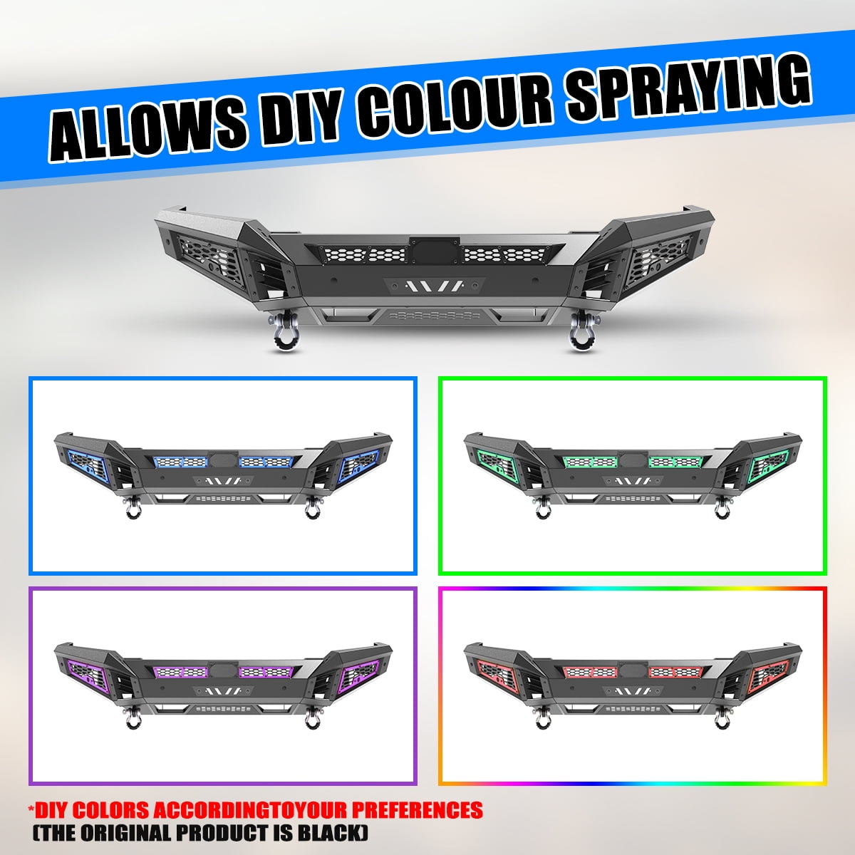 Front Bumper for 2025 Ram 1500,Heavy Duty Steel Full Width Front Bumper with Side Wings A