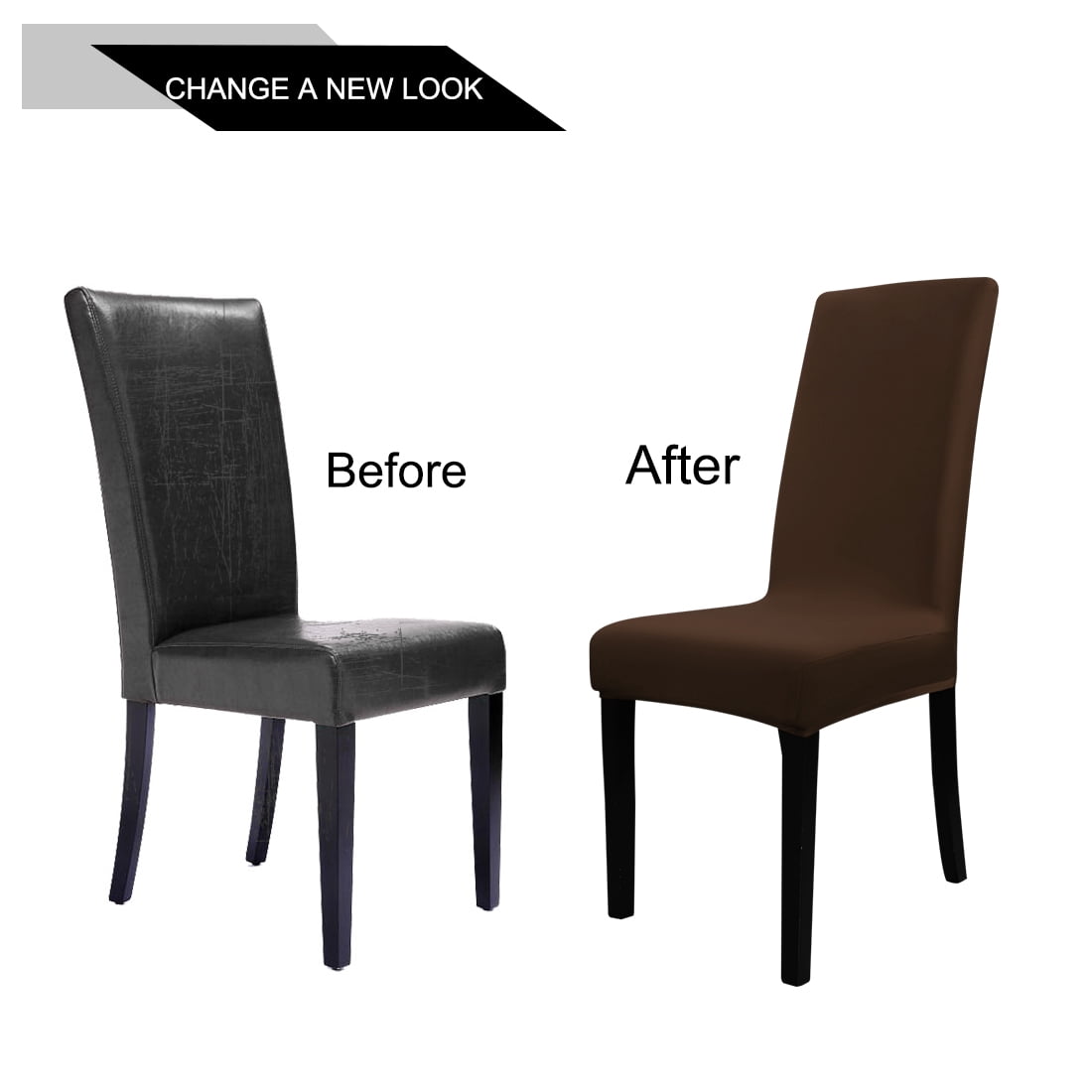 Unique Bargains Washable Stretch Chair Cover Dinning Room Removable Slipcovers Coffee Color