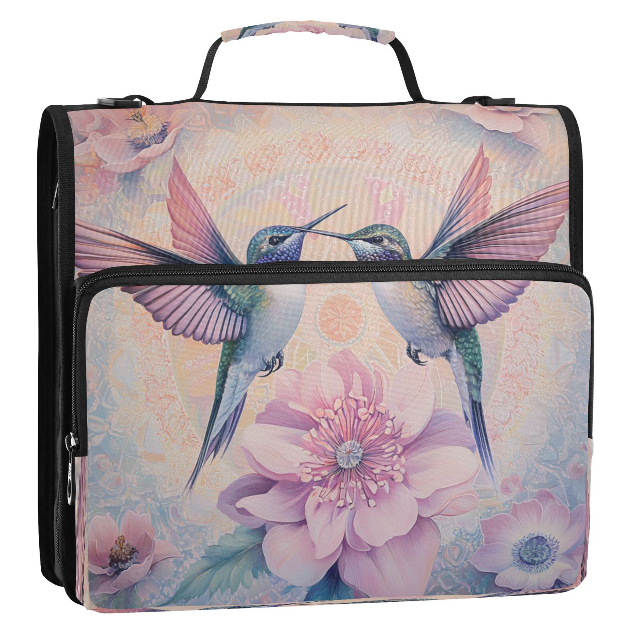 YAZAOO Zipper Binder trapper keeper Documents Organized Design Harmony Of Hummingbirds Printed
