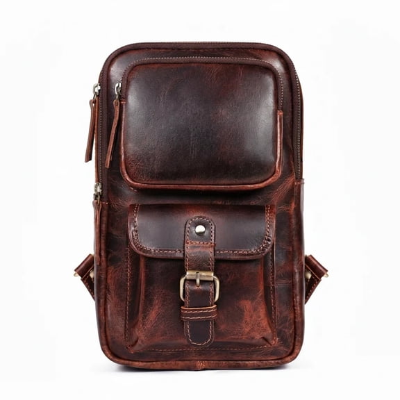 Cinni Men's Brown Genuine Leather Crossbody Sling Bag Vintage Travel