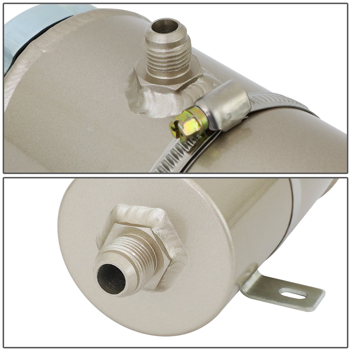 DNA Motoring TANK-PS-005 Universal Aluminum Round Power Steering Fluid Reservoir Can/Tank Bottle w/Cap+Hardware