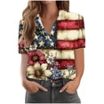 thumbnail image 5 of Mifsaly Short Sleeve Button Down Shirts for Women Lapel Collar V Neck Blouses Patriotic Hearts American Flag Print Independence Day Tops 2026 L, 5 of 6