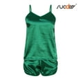 thumbnail image 3 of SUOSDEY Women Silk Pajamas Set V Neck Sleeveless Soft Satin Sleepwear Nightwear 2pcs, 3 of 5