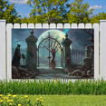thumbnail image 2 of Gothic Design Halloween Banner Grim Reaper Decoration Spooky Theme Moonlit Backdrop for Horror Parties Haunted Houses Themed Events, 2 of 5