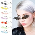 thumbnail image 2 of Kripyery Glasses Bat Wings Shape Translucent Rimless Individual Cool Strong Hinge Unisex Irregular Clear View Masquerade Party Glasses Sun Glasses Photo Prop, 2 of 8