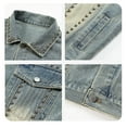 thumbnail image 4 of QHFBli Men's Denim Jacket with Rips Mens Distressed Denim Jacket Washed Jean Coat For Casual Streetwear Loose Fit Oversized Trucker Style Spring Autumn Outerwear, 4 of 4