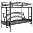 thumbnail image 5 of Twin over Full Bunk Bed with Convertible Futon, Space Saving Metal Bunk Bed, Multi-Functional Bunk Bed with Ladder, Black Modern Bunk Bed for Dorm, Apartment, 5 of 10