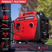 A-iPower 2300-Watt Gasoline Portable Inverter Generator with Recoil Start, 80cc OHV Engine, CO Sensor