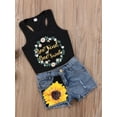 thumbnail image 3 of Hirigin Toddler Kids Baby Girl Sunflower Outfits Sleeveless Tank Top Denim Shorts 1-5 Years Summer Clothes, 3 of 7