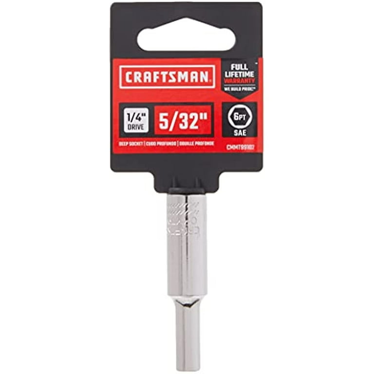 Craftsman SAE 6 Point Deep Socket - 5/32 in. X 1/4 in. Drive Craftsman SAE 6 Point Deep Socket - 5/32 in. X 1/4 in. Drive