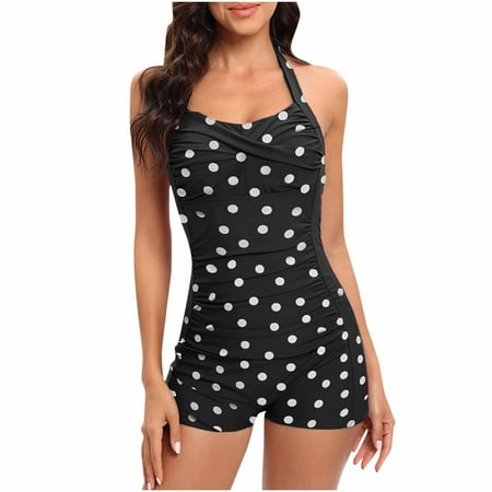 LEBONYARD Women s Comfort Fit One-Piece Bathing Suit Women Solid Color Backless Strap Bikini Swimsuit Black M