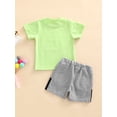 thumbnail image 4 of Newborn Boy Short Sleeve Letter Print Tops + Elastic Waist Shorts Summer Clothing, 4 of 9