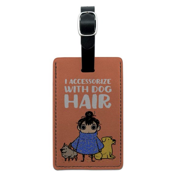 I Accessorize with Dog Hair Pet Fur Rectangle Leather Luggage Card Suitcase Carry-On ID Tag