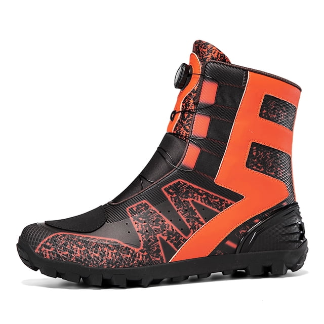 Men's And Women's All-season Motorcycle Riding Boots And Motorcycle Shoes,Black orange,41