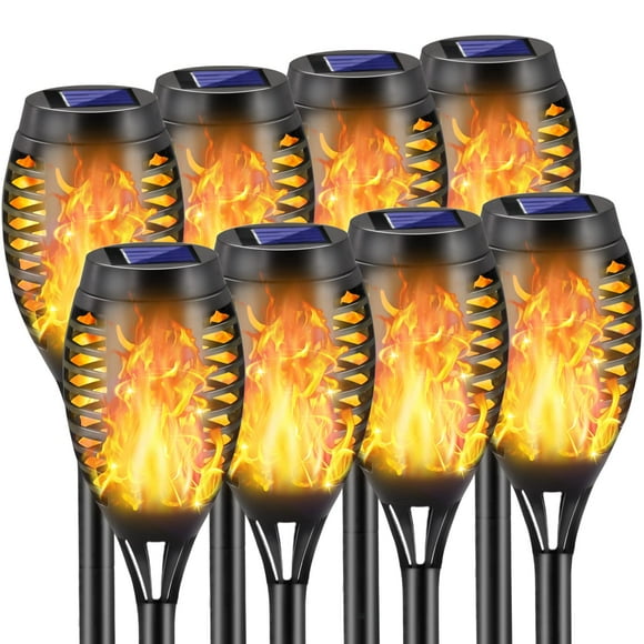COCOMOX Solar Torch Lights Outdoor, 8 Pack Solar Torch Lights with Flickering Flame, 12 LED Mini Tiki Torches for Outside Waterproof Landscape Decorations for Garden Pathway Dusk to Dawn Auto On/Off