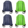 thumbnail image 1 of Mochila con cordón, 2 piezas de mochila de poliéster para gimnasio, bolsas para deportes (Azul marino/Verde, 34 cm x 43 cm), 1 of 7