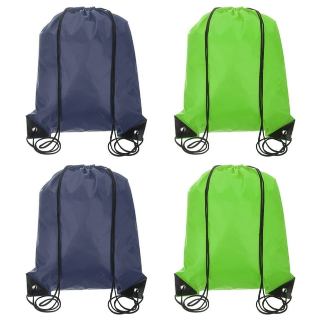 Mochila con cordón, 2 piezas de mochila de poliéster para gimnasio, bolsas para deportes (Azul marino/Verde, 34 cm x 43 cm)