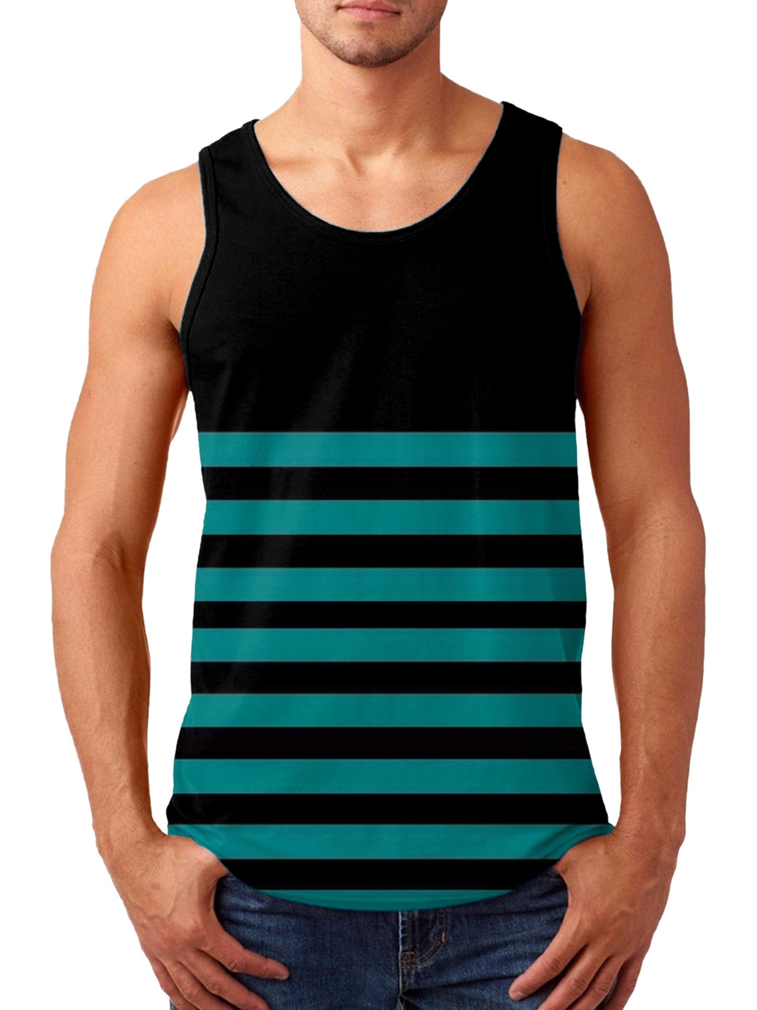 Men Casual Solid Color Crew Neck Vintage Car Fitness Tank Undershirts