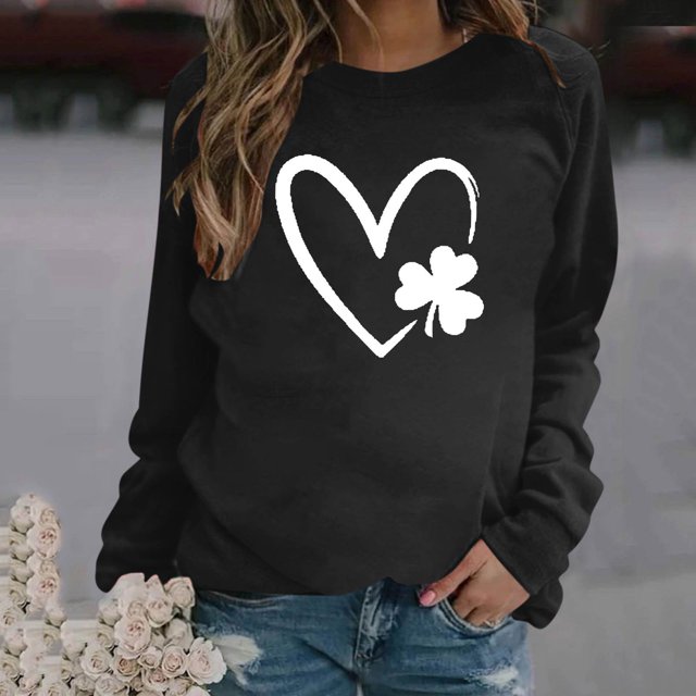 Haut à Col Rond Imprimé pour Femmes, Chandail à Manches Longues Confortable, Blouse, Chandail