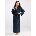 thumbnail image 3 of Women Fleece Hooded Bathrobe Soft Plush Full Length Long Spa Robe, 3 of 8