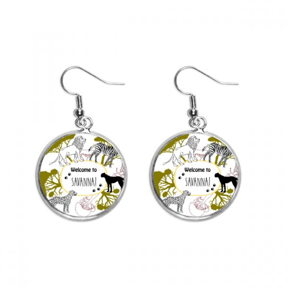 African Welcom To Savanna Pinto Leopard life Ear Dangle Silver Drop Earring Jewelry Woman