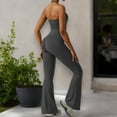 thumbnail image 5 of Women's Flared Halter Neck Jumpsuit Convert to High Waist Flared Yoga Pants- Medium, Dark Gray, 5 of 7