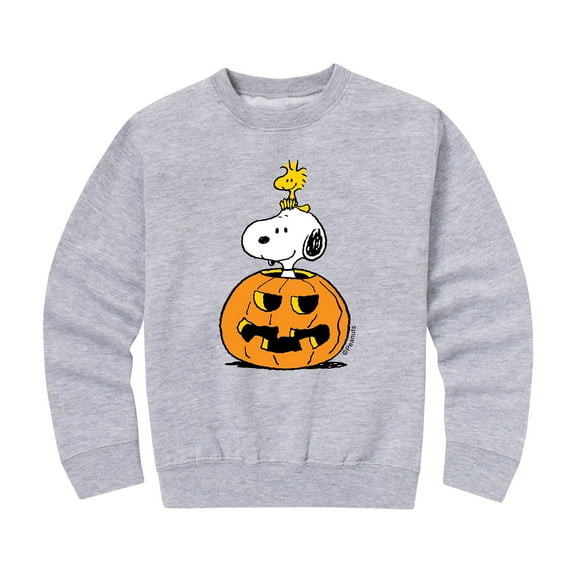 Peanuts - Snoopy Woodstock Pumpkin - Toddler And Youth Crewneck Fleece Sweatshirt