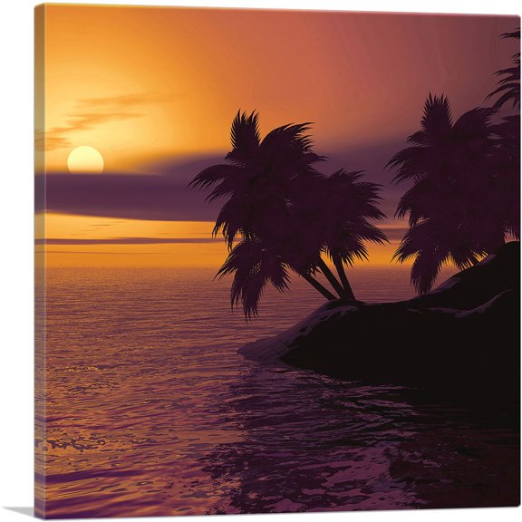 ARTCANVAS Palm Island Home Decor Square Canvas Art Print - Size: 12" x 12" (0.75" Deep)