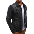 thumbnail image 3 of XMMSWDLA Blousse for Men Button Solid Color Hole Vintage Denim Jacket Tops Blouse Coat, 3 of 5
