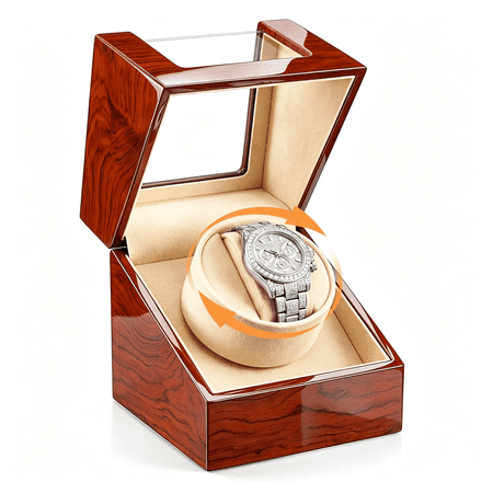 DESIGNICE Watch Winders for Automatic Watches-Rotating Watch Case with Automatic Watch Winder Box Super Quiet Motor Gifts for Him/Her/Dad Watch Winders for Automatic Watches (Brown)