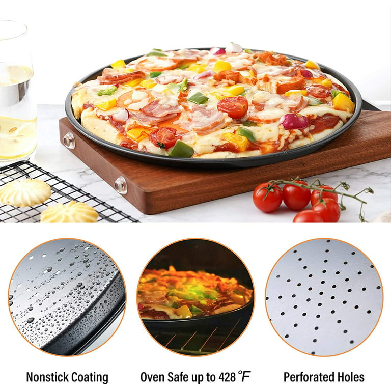 9M9 Pizza Pans with holes 12 inch Perfect Results Premium Non-Stick  Bakeware Pizza Crisper Pan (2 set)