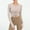 Beige, variant on Oplxuo Workout Shirts for Women Quick Dry Long Sleeve Drawstring Crop Tops Slim Fit Running Sports Shirts with Thumb Hole