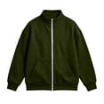 thumbnail image 6 of Cethrio Boys Full Zip Sweatshirts, Casual Long Sleeve Stand Collar Fleece-lined Fall Jackets with Pockets Size 7-8 Years Army Green, 6 of 7