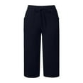 thumbnail image 4 of FINALGANG Women Casual Trousers Solid Color Stylish Drawstring Athletic Pants Calf Length Slacks With Pockets Relaxed Fit Comfort Daily Wear, 4 of 8