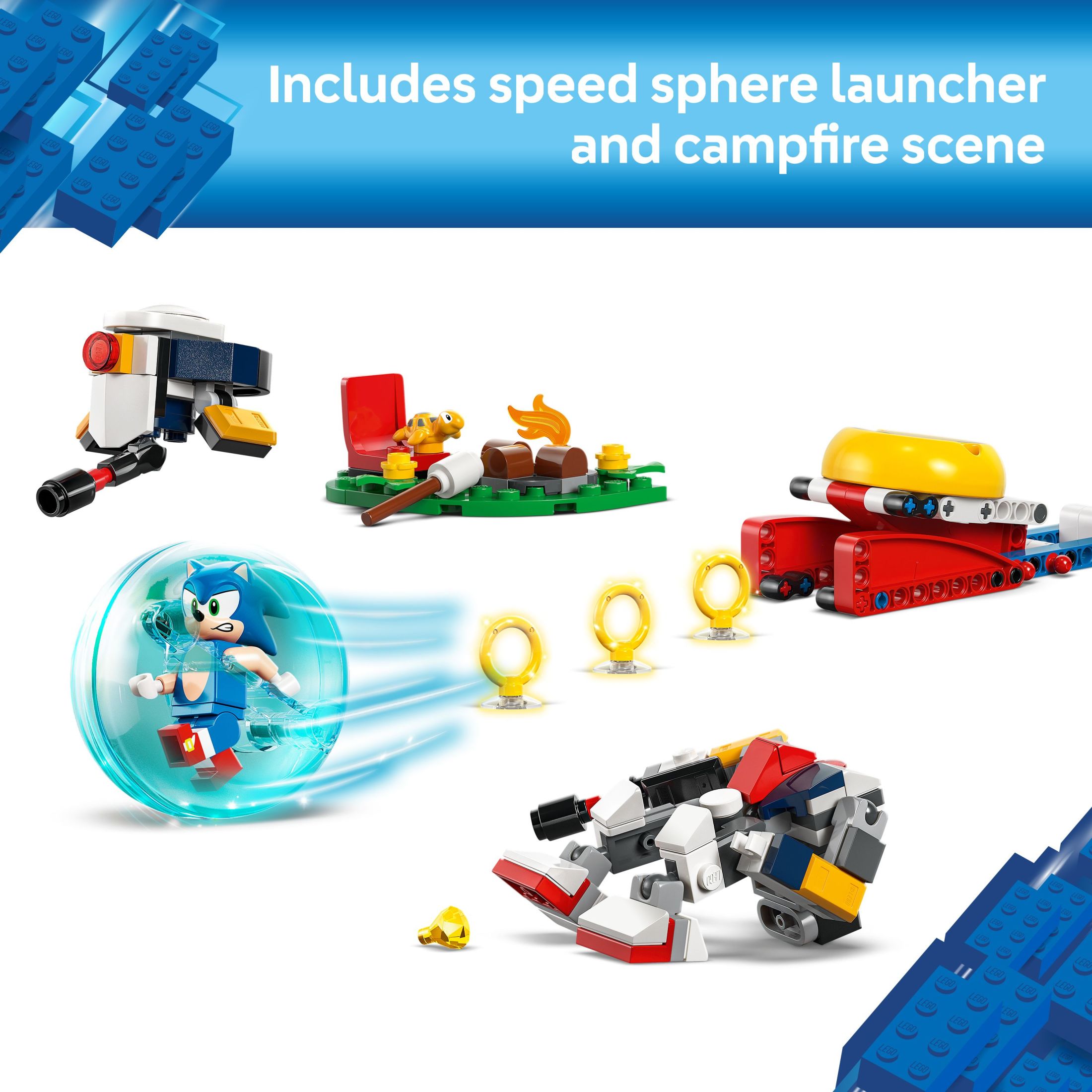 LEGO Sonic the Hedgehog: Enfrentamiento en la Fogata de Sonic - Juguete de Construcción para Niños, Niñas y Niños, Mayores de 7 Años - Set de Juego de Imaginación con Lanzador de Esfera de Velocidad - 4 Personajes de Sonic - Idea de Regalo para Cumpleaños - 77001 4