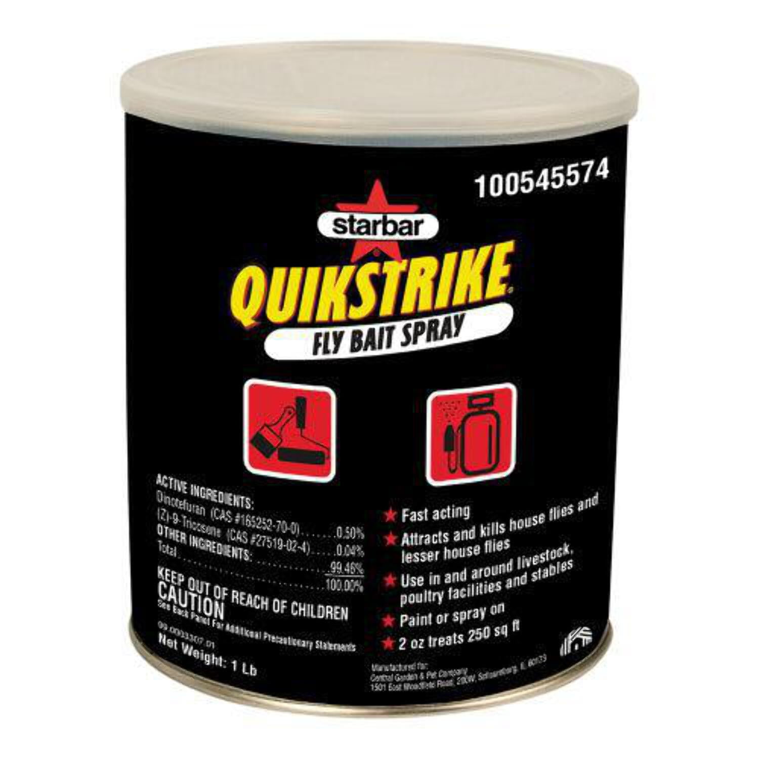 Starbar QuikStrike Fly Bait Spray, 1 lb – Quick-Acting House Fly Killer for Barns, Coops & Stables