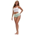 thumbnail image 5 of DARING DIVA Women's High Waisted Lace Trim Briefs Full Coverage Panties L Dark Green, 5 of 6