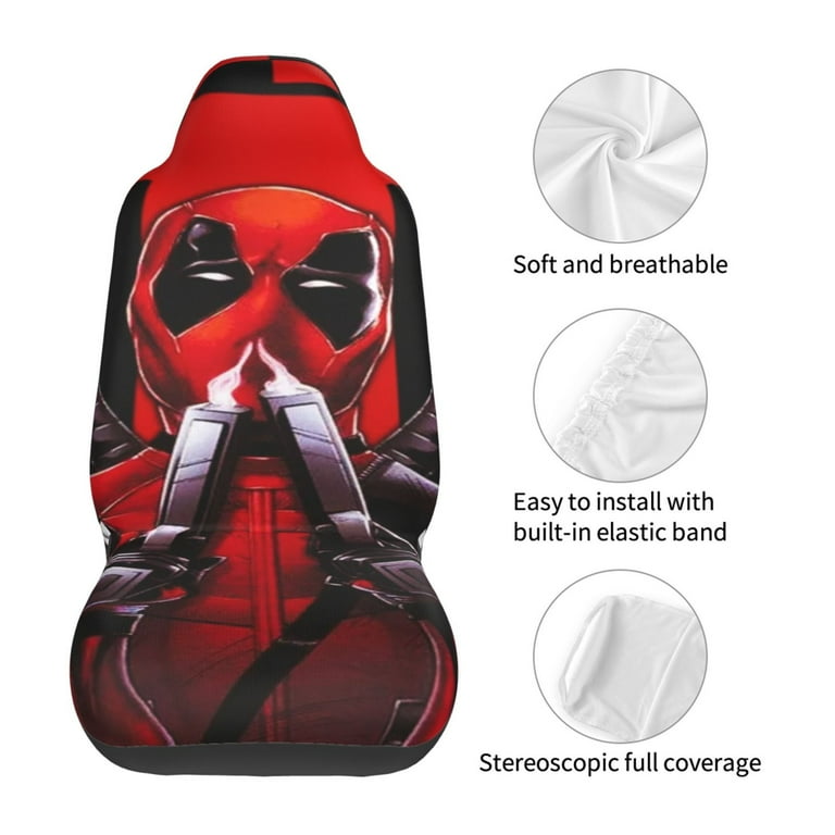 Deadpool Print Car Seat Cover For Front Seat Cushion Protectors Two Pcs Auto Accessories Bucket Seat Covers