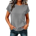 thumbnail image 3 of Neewe Womens Plain Short Sleeve Crew Neck Pullover Sweater Ladies Loose Hoodless Sweatshirts Blouse, 3 of 7