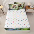 thumbnail image 4 of Manfei Flower Kitten Zipper Queen Comforter Set with Fitted Sheet and 2 Pillowcases, Forest Hydrangea Butterfly Zipper Bedding Set, Green, Polkadot Reversible, 4 Pieces, 4 of 7