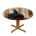 thumbnail image 3 of Orinice Cute Cat Round Table Cover Stain Resistant Washable Indoor Outdoor Tablecloth Kitchen Dining Wedding Parties Elastic Edge 100% Polyester Fiber 46-50, 3 of 8