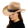 thumbnail image 2 of OJSFQUFP Women Western Cowboy Hats Studded Wide Brimmed Hats with Belt, 2 of 6
