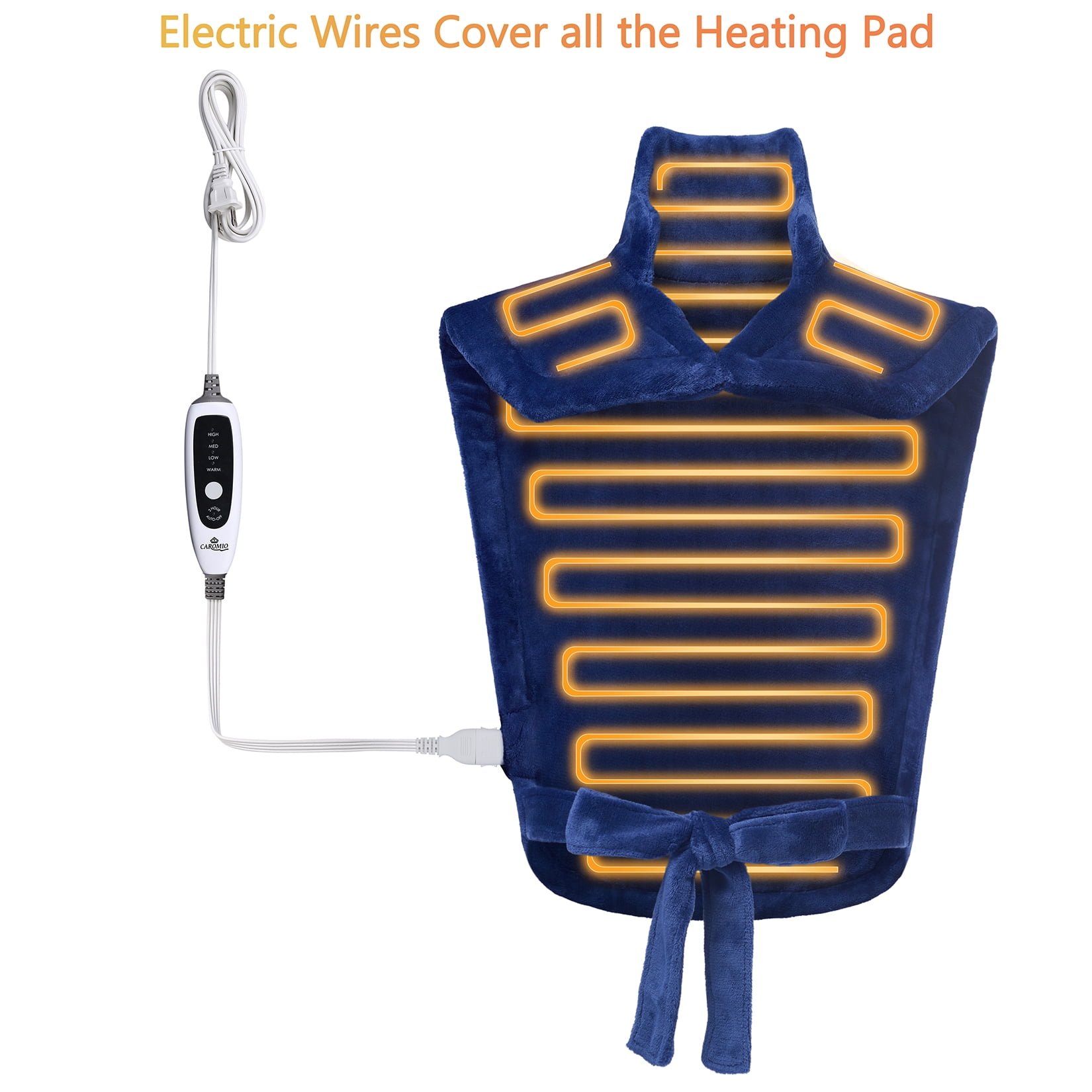 CAROMIO Heating Pad for Neck Shoulders Back Pain Relief 4 Temperature