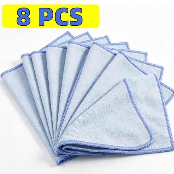 8 Pack Microfiber Glass Cleaning Cloths16" x 16",Streak Free Lint Free Remove Water Stains Quickly Clean Windows, Mirrors, Windshields, and Stainless Steel