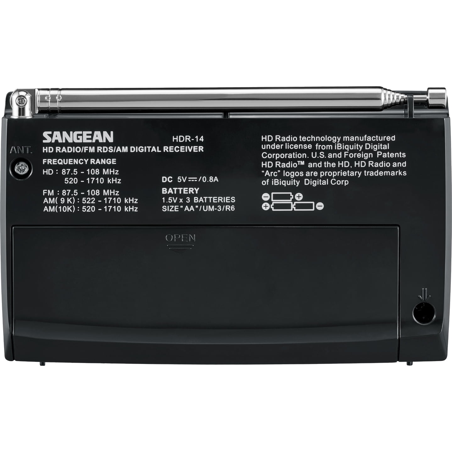 Sangean Portable AM/FM Radio, Black, HDR-14