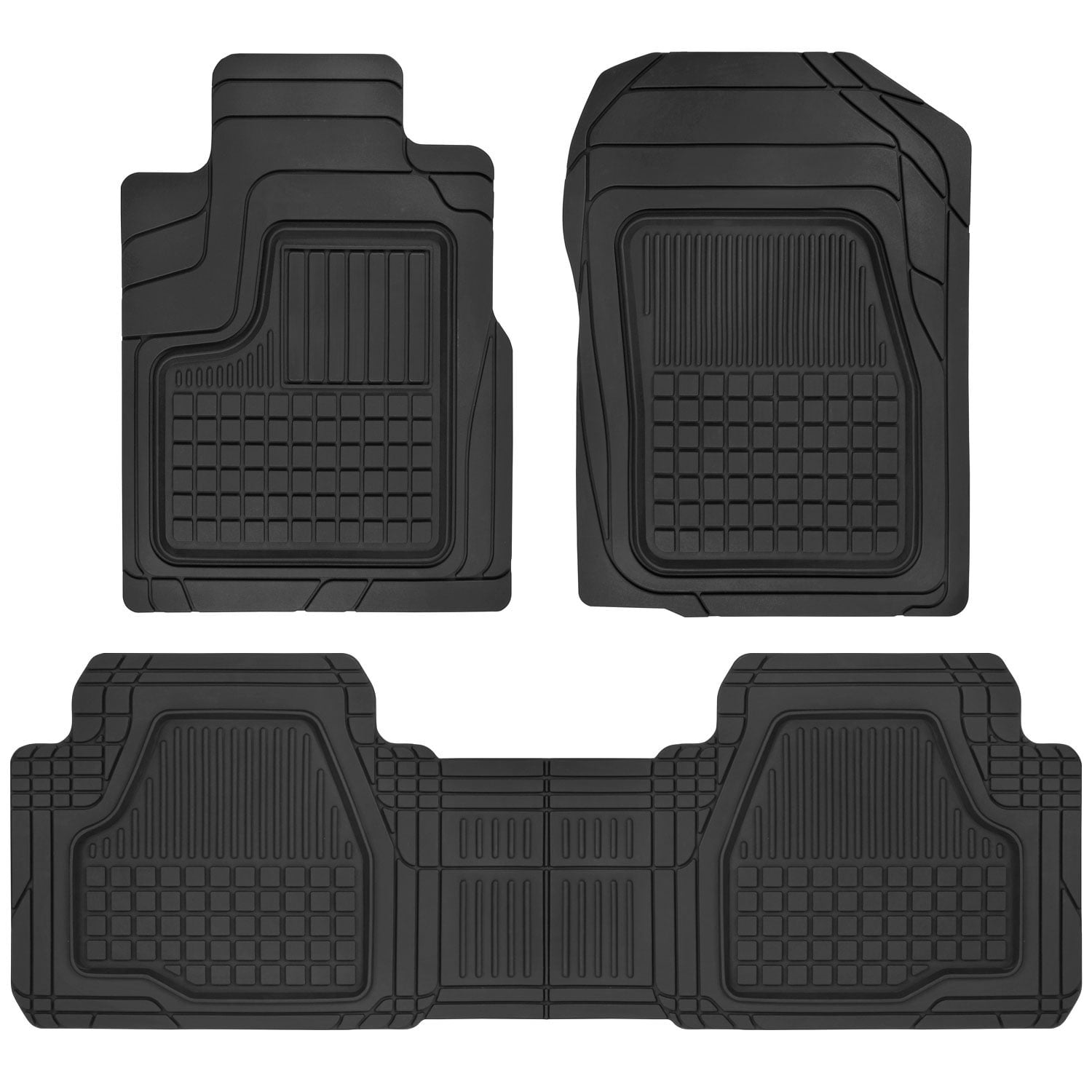 Black Caterpillar Deep Dish Rubber Floor Mats All Weather for Car Truck SUV & Van Total Protection Durable Trim to Fit Liners Heavy Duty Odorless Model Number CAMT-1004-BK